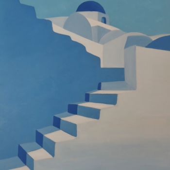 Painting titled "architecture bleue…" by Jean Daniel Rousseau, Original Artwork, Acrylic