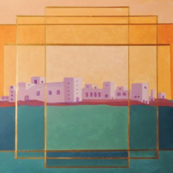 Peinture intitulée "composition horizon…" par Jean Daniel Rousseau, Œuvre d'art originale, Acrylique