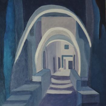 Malerei mit dem Titel "La voie royale bleu…" von Jean Daniel Rousseau, Original-Kunstwerk, Acryl
