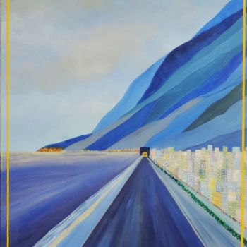 Painting titled "Sur la route de San…" by Jean Daniel Rousseau, Original Artwork, Acrylic