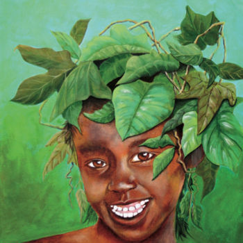 Painting titled "kanak" by Sylvie Rousselle, Original Artwork, Acrylic