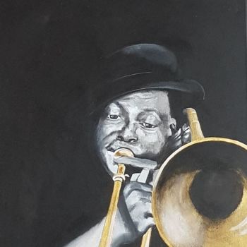 Ζωγραφική με τίτλο "jazz man" από Sylvie Rousselle, Αυθεντικά έργα τέχνης, Ακρυλικό