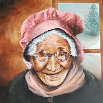 Peinture intitulée "grand-mère" par Sylvie Rousselle, Œuvre d'art originale, Acrylique