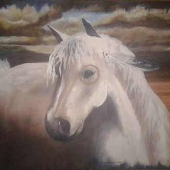 Ζωγραφική με τίτλο "cheval" από Sylvie Rousselle, Αυθεντικά έργα τέχνης, Ακρυλικό