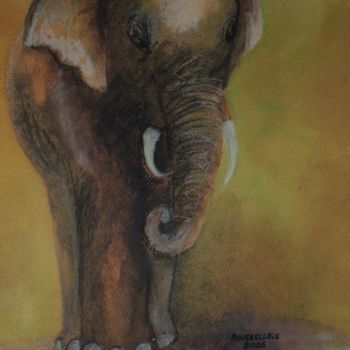 Pittura intitolato "elephant 1" da Sylvie Rousselle, Opera d'arte originale, Pastello