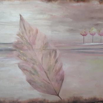 Painting titled "feuille" by Sylvie Rousselle, Original Artwork, Acrylic