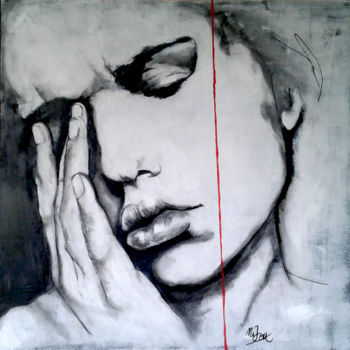 Painting titled "Portrait: Fatigue (…" by Nikou, Original Artwork, Acrylic