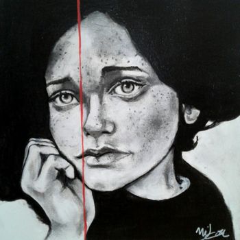 Peinture intitulée "Portrait: Femme 3 (…" par Nikou, Œuvre d'art originale, Acrylique Monté sur Châssis en bois