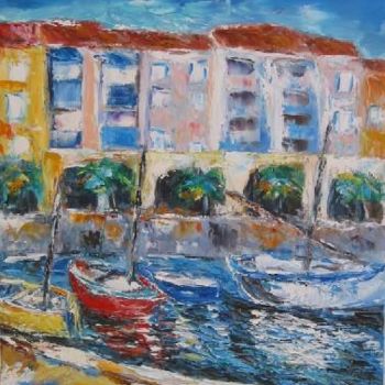 Painting titled "BARQUES PORT d'ARGE…" by Jocelyne Codina, Original Artwork