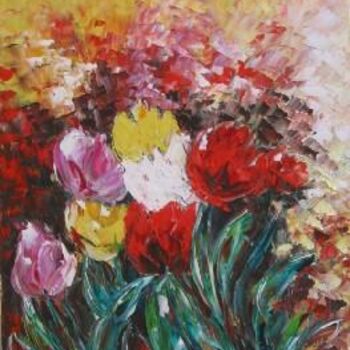 Картина под названием "les belles tulipes" - Jocelyne Codina, Подлинное произведение искусства