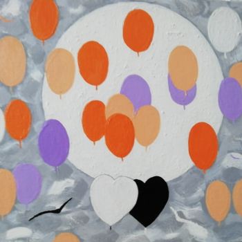 Painting titled "Les Ballons, Messag…" by Angele Sunnys, Original Artwork, Acrylic
