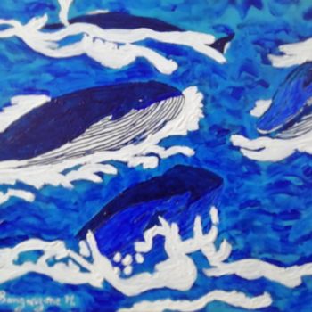 Painting titled "Les Baleines, sourc…" by Angele Sunnys, Original Artwork, Acrylic