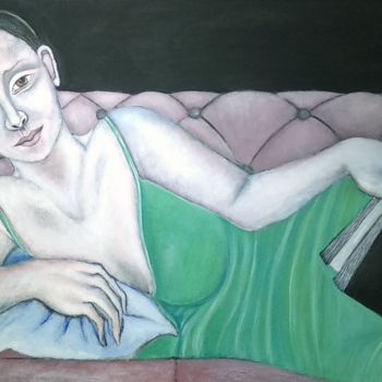 Pintura titulada "tendida sobre el so…" por Roxana, Obra de arte original, Acrílico