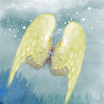 「Angel Wings 10」というタイトルのデジタルアーツ Roxana Ferlliniによって, オリジナルのアートワーク, 写真モンタージュ