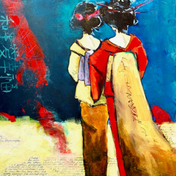 Painting titled "Sisters" by Roxanne Fawcett, Original Artwork, Acrylic