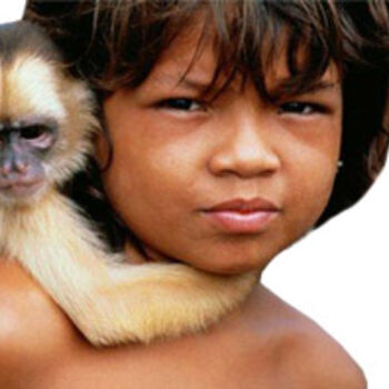 Photographie intitulée "indien aves un singe" par Roxio, Œuvre d'art originale