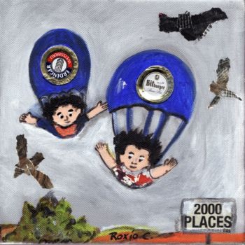 Collages titled "Les parachutistes" by Roxio, Original Artwork