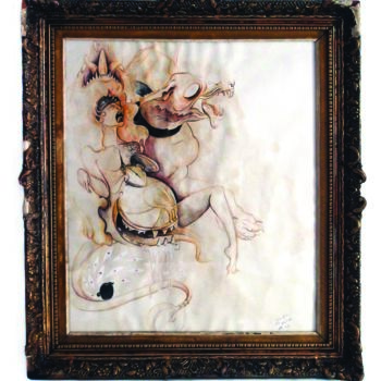 Peinture intitulée "ébauche des limbes" par Roxane Lauretta, Œuvre d'art originale, Encre