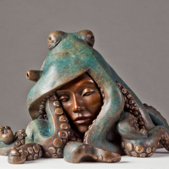 「Octopussy」というタイトルの彫刻 Rossella Scapiniによって, オリジナルのアートワーク, ブロンズ