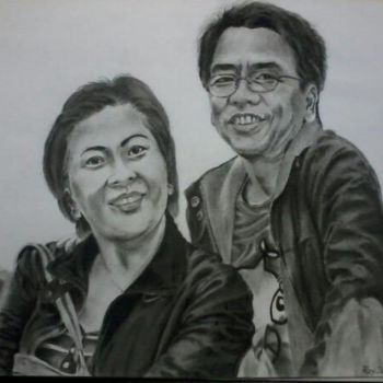 Drawing titled "The Couple" by Roy Tan, Original Artwork, Charcoal