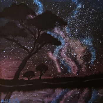 Ζωγραφική με τίτλο "Night Sky in Africa…" από Roy Keus, Αυθεντικά έργα τέχνης, Ακρυλικό
