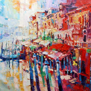 Malerei mit dem Titel "90x120cm Venice Gon…" von Royo Liu, Original-Kunstwerk, Öl