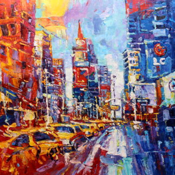 Painting titled "90x120cTimes Square…" by Royo Liu, Original Artwork, Oil