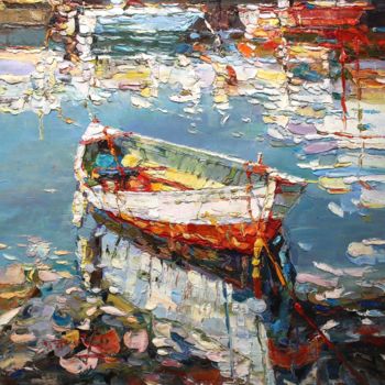 Painting titled "Boat" by Royo Liu, Original Artwork, Oil