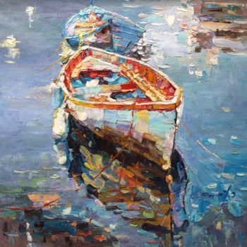 Pintura intitulada "Boat 035" por Royo Liu, Obras de arte originais, Óleo