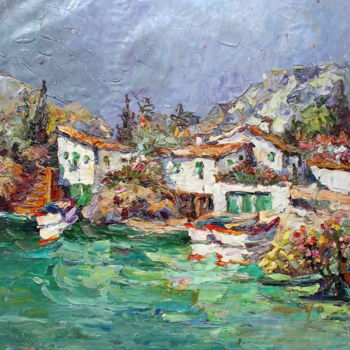 Painting titled "60x60cm  Lakeside V…" by Royo Liu, Original Artwork, Oil