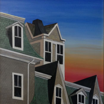 Painting titled "Block Island Sunset" by Roy Wrenn, Original Artwork, Acrylic