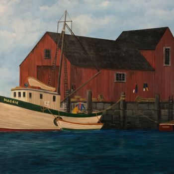 Malerei mit dem Titel "Fishing Shack" von Roy Wrenn, Original-Kunstwerk, Acryl