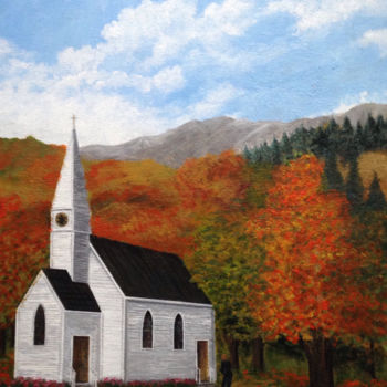 Pintura titulada "Country Church" por Roy Wrenn, Obra de arte original, Acrílico