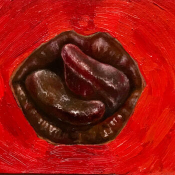 Malarstwo zatytułowany „LIPS MY BODY IS MY…” autorstwa Marina Deryagina, Oryginalna praca, Olej