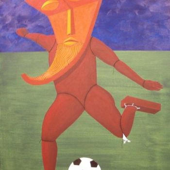 Painting titled "Soccer Relic" by Rudy Pavlina, Original Artwork, Oil