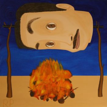 Schilderij getiteld "Self Portrait Roast…" door Rudy Pavlina, Origineel Kunstwerk, Olie