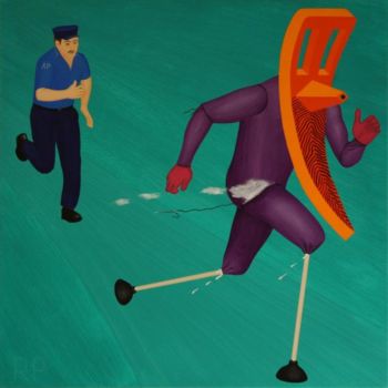 「Foot Chase」というタイトルの絵画 Rudy Pavlinaによって, オリジナルのアートワーク, オイル