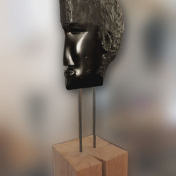 Sculptuur getiteld "Tête Noire" door Roland Platte, Origineel Kunstwerk, Steen