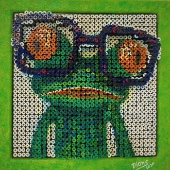 Sculpture intitulée "Frog with glasses" par Radion Palamarchuk, Œuvre d'art originale, Acrylique