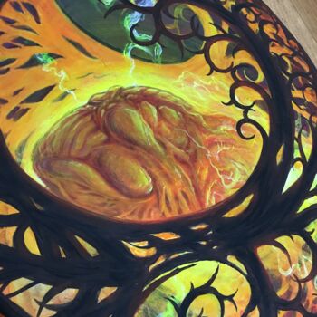 Картина под названием "Сердце Данко/ Heart…" - Павел Решетников, Подлинное произведение искусства, Акрил Установлен на Дерев…