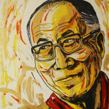 Pintura intitulada "Dalai Lama" por Rr Berlim, Obras de arte originais, Acrílico