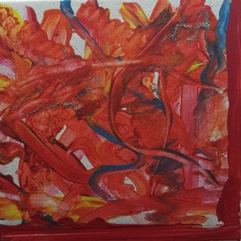 Peinture intitulée "red confusion 1" par Messrach & Joghan Aka, Œuvre d'art originale, Acrylique