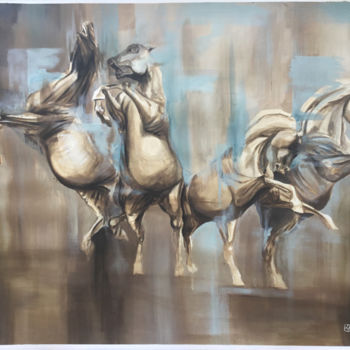 "Nu équin - Les chev…" başlıklı Tablo Richard Routin tarafından, Orijinal sanat, Akrilik