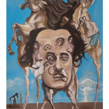 Painting titled "Clin d’œil, Dali" by Richard Routin, Original Artwork, Pastel