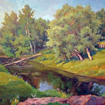 Pittura intitolato "Noksa River" da Ruslan Sabirov, Opera d'arte originale, Olio