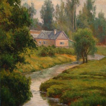 Painting titled "Noksa River in Derb…" by Ruslan Sabirov, Original Artwork, Oil
