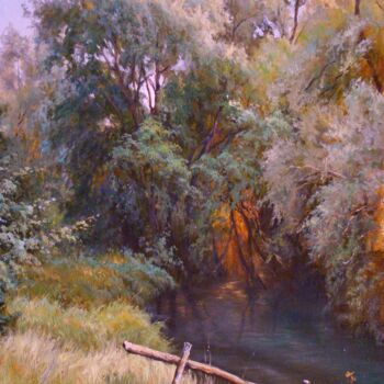 Pintura intitulada "Willows at the Noks…" por Ruslan Sabirov, Obras de arte originais, Óleo Montado em Armação em madeira
