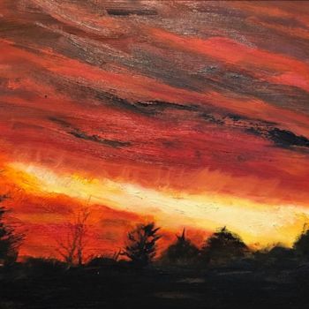 Painting titled "Bridgenorth Sky" by Ralph S Mitchell, Original Artwork, Oil