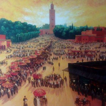 Peinture intitulée "Marrakech" par Abdelali Amayod, Œuvre d'art originale, Huile