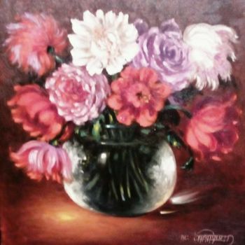 Peinture intitulée "bouquet de fleurs" par Abdelali Amayod, Œuvre d'art originale, Huile